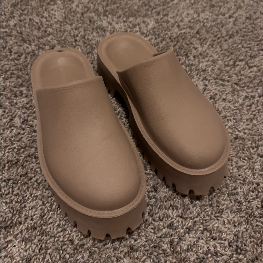 Jeffery Campbell Chunky Platform Slip-On Clog in Taupe